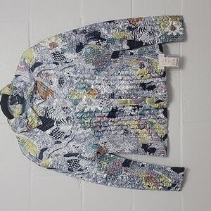 NWT Nordstrom XL Abstract Crinkle Jacket Artistic Button Front $138